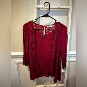 Women's Fuchia Lace Detail Top